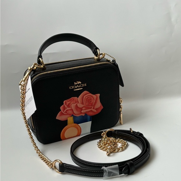 NWT COACH CQ047 Coach X Tom Wesselmann Box Crossbody Leather Black Multi - Picture 11 of 16